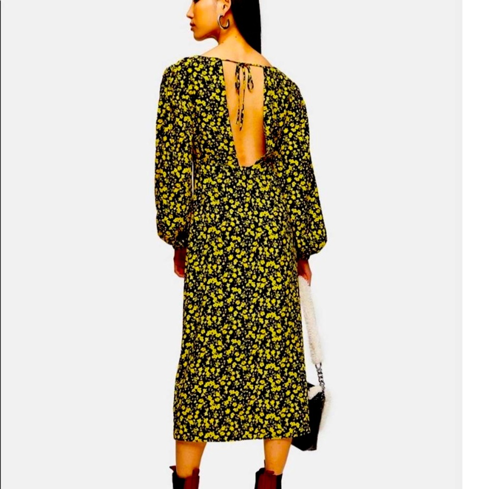 Topshop Floral Godet Twist Front Midi Dress 2 NWT